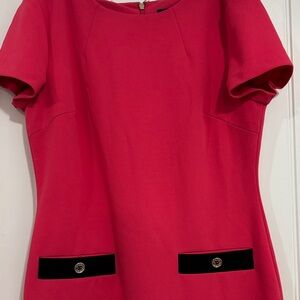 Tommy Hilfiger Chic Pink Dress with 2 Black fake pocket Accents